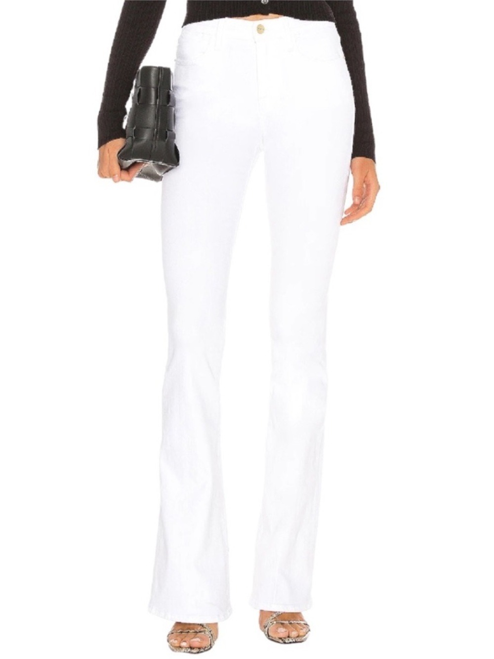Frame Le High Flare Jeans in Blanc